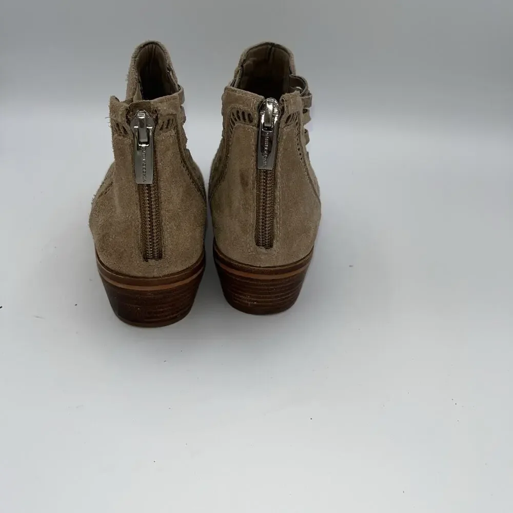 Vince Camuto Women's Pimmy Zip Ankle Booties Suede Boots Sz7 Tan Leather Boots